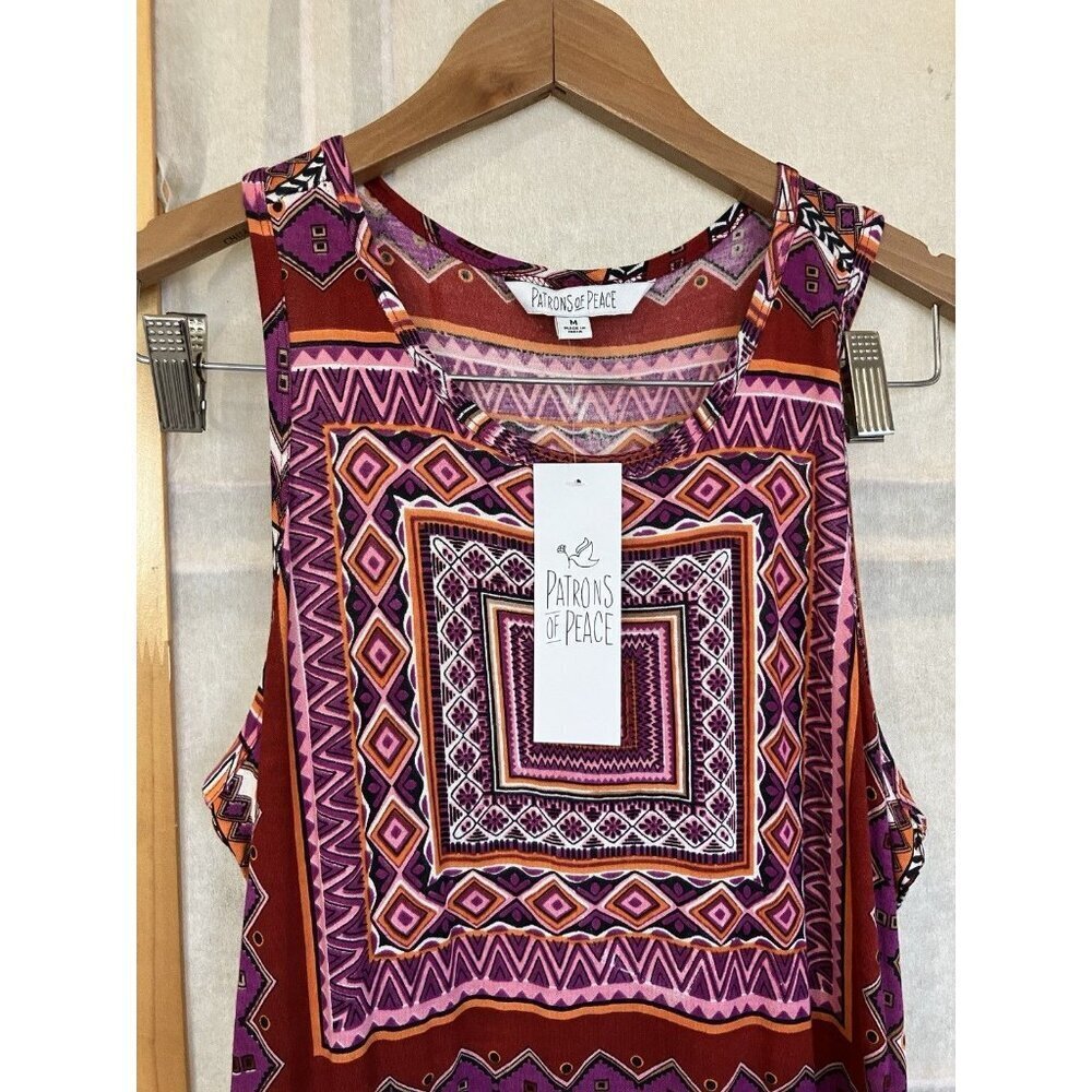 NWT Patrons of Peace Pullover Geometric Print Sleeveless Dress Medium, Beach - Picture 2 of 9